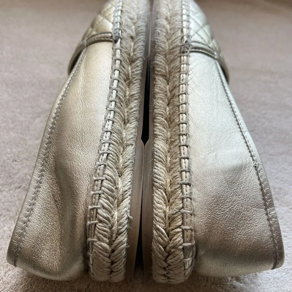 Carolina Herrera CH HC Gold Metallic Leather Espadrille Women EU 36 US 5.5 - 6